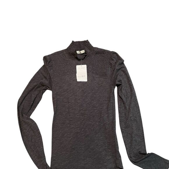 Free People Charcoal High Neck Top - Picture 1 of 4